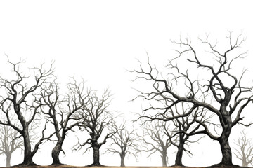 Assortment of Silhouetted Barren Trees Isolated on Transparent Background png format