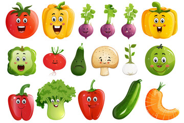 Fototapeta premium vegetables with cute characters for a children's book or story