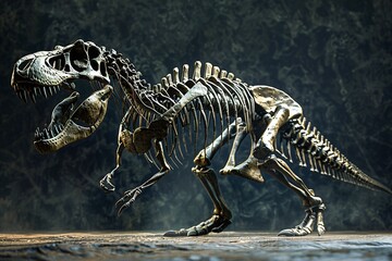 Fototapeta na wymiar Fossilized Fury A Jurassic-Inspired Skeleton Generative AI