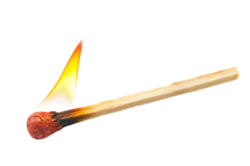 Matchstick, flame on the tip of the matchstick
