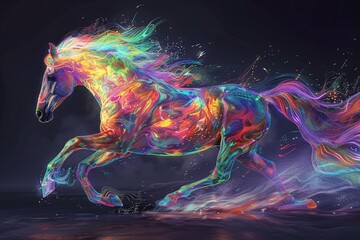 Colorful Horse Riding the Rainbow Wave A Vibrant Tribute to Pride Month Generative AI