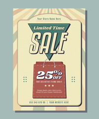 Naklejka premium Retro Vintage Limited Time Big Offer Super Sale Mega Discount Flyer Poster