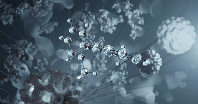 Methaqualone rotating 3d molecule, molecular structure of quaalude, seamless video