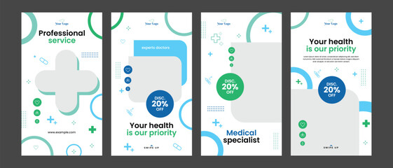 medical instagram stories design template for dentist clinic social media post  - obrazy, fototapety, plakaty