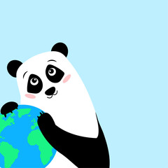 Panda cute poster background. earth day. vector illustration.