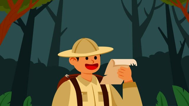 Forest Ranger Looking On Map