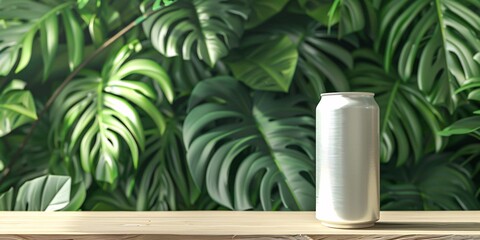 Sustainable Living A Can of Soda in a Tropical Setting Generative AI