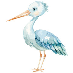 Watercolor Baby Boy Stork Clipart isolated on white background