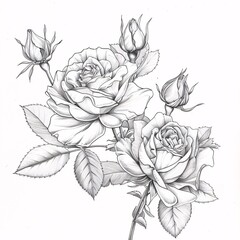 Rose of the Month A Tattoo-Inspired Drawing of a Rose Generative AI