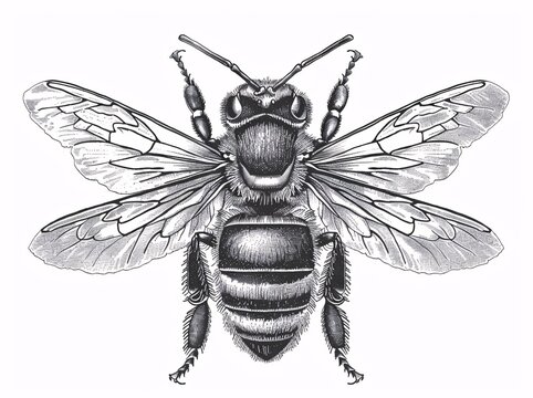 Bee-autiful A Stunning Black and White Image of a Bee Generative AI