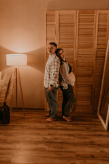 Fototapeta premium an incredibly beautiful married couple Expecting child, pregnant wife.