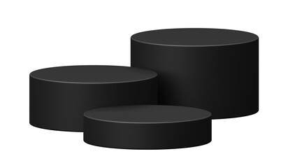 PNG product display black podium isolated on transparent 3d background with advertising pedestal.
