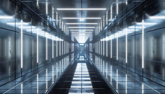 Illuminated Tunnel A Futuristic, High-Tech Experience Generative AI