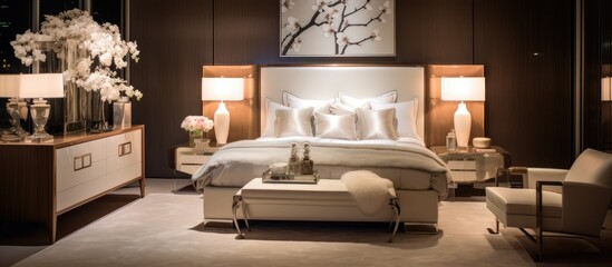 Luxurious Bedroom with Elegant Table Lamp