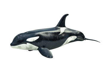 Fototapeta premium Black and white striped dolphins are swimming in the water.