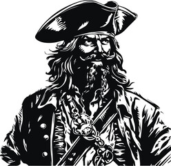 Pirate in head, Pirate Vector illustration on white background