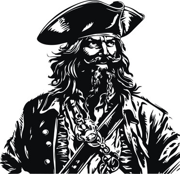 Pirate in head, Pirate Vector illustration on white background