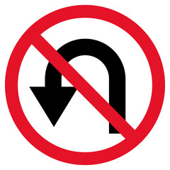 Fototapeta premium Road sign. U-turn is prohibited. Information sign