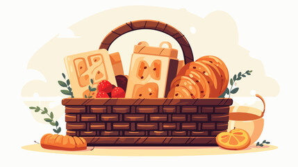 A charming wicker picnic basket filled with delectable