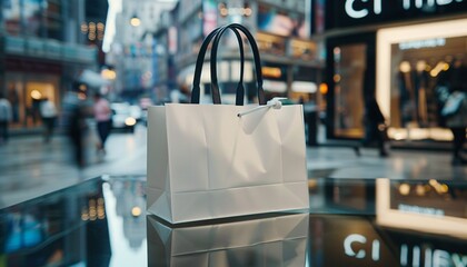 Fashionable White Shopping Bag with Black Strap and White Handle, Perfect for a Night Out in the City Generative AI
