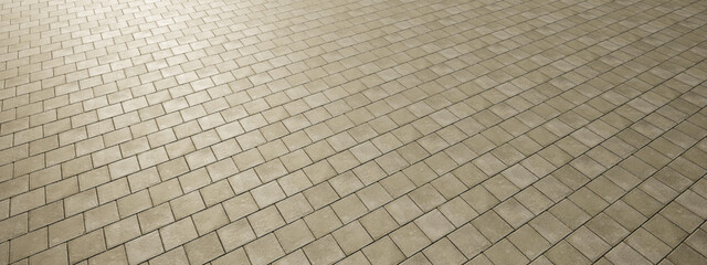 Obraz premium Concept or conceptual solid beige background of square pavement texture floor as a modern pattern layout. A 3d illustration metaphor for construction, architecture, urban and interior design