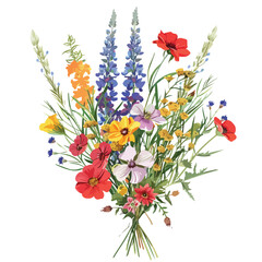 Wildflower Bouquet Clipart Clipart isolated on white background 
