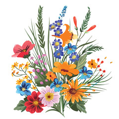 Wildflower Bouquet Clipart Clipart isolated on white background 