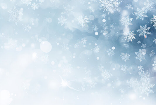 Blue and White Background With Snow Flakes