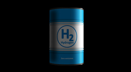 Hydrogen zero emissions fuel barrels in row
