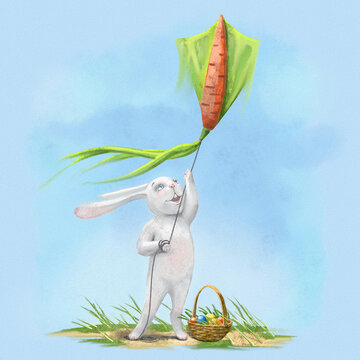 Easter Rabbit with The Kite