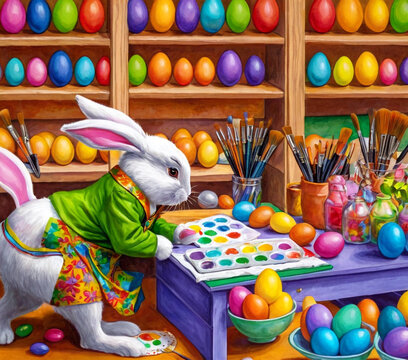 Artistic Bunny's Easter Egg Creation