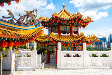 views of chinese thean hou temple in kuala lumpur - obrazy, fototapety, plakaty