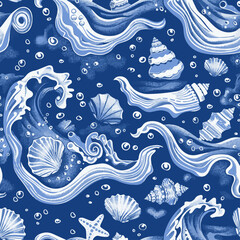 Sea seamless pattern 1, seamless pattern, vector, tiling