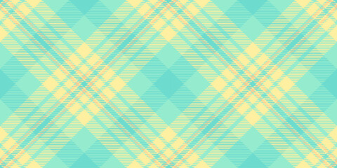Art fabric background plaid, tracery check textile pattern. Fluffy texture vector tartan seamless in mint and yellow colors.
