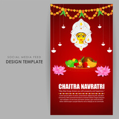 Vector illustration of Happy Chaitra Navratri social media feed template