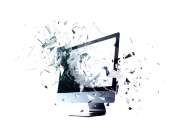 Picture of broken glass 3D computer screen