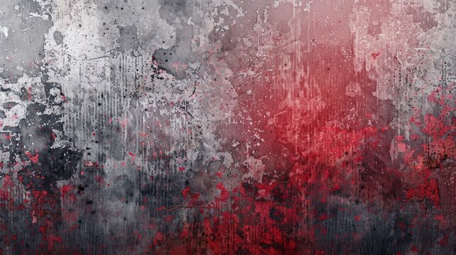 Beautiful grunge gray red background. Panoramic abstract decorative dark background. Wide angle rough stylish mystic texture wallpaper with copy space - generative ai