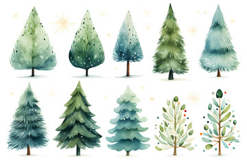 Fototapeta premium christmas trees set
