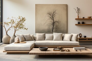 Zen-Inspired Living - Natural Elegance of Minimalist Design - Neutral Palette Harmony - Clarity in Space - Generative AI