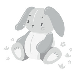 Hand Drawn Cute Bunny, print design rabbit, children print on t-shirt.