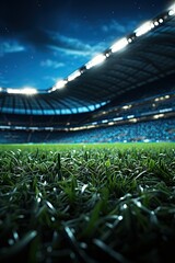 football stadium with lights - soccer field background - grass close up in sports arena - background - generative ai	
