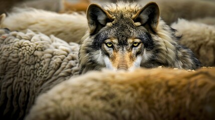Obraz premium Deceptive wolf in sheep s clothing -