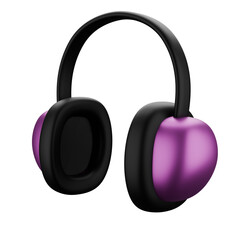 Cartoon style Wireless Headphones purple 3D rendering.