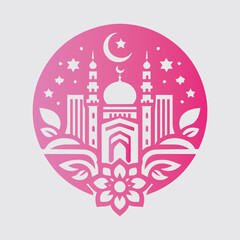 Islamic Logo design, Mosque icon design silhouette, vector islamic logo template