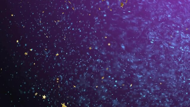 Animation of purple spots over floating stars