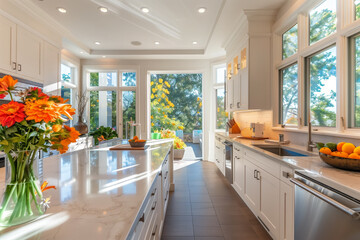 Bright, spacious kitchen with autumnal touches