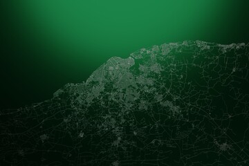Street map of Havana (Cuba) engraved on green metal background. Light is coming from top. 3d render, illustration - obrazy, fototapety, plakaty