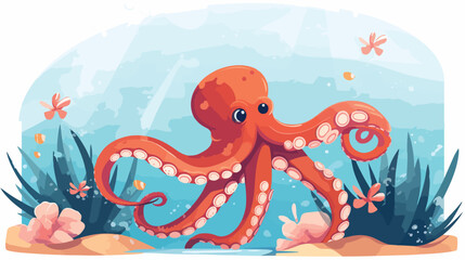 A curious octopus exploring the ocean floor its ten
