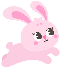 happy spring easter little pink cute bunny hopping