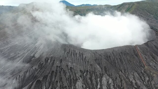 Drone shot of Mount Bromo Crater